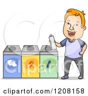 Poster, Art Print Of Happy Man Holding A Bottle At A Recycle Center
