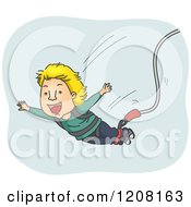 Happy Man Falling During A Bungee Jump