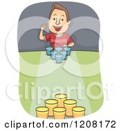 Cartoon Of A Man Playing Beer Pong At A Table Royalty Free Vector Clipart
