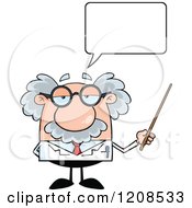 Cartoon Of A Science Professor Holding A Pointer Stick And Talking Royalty Free Vector Clipart