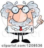 Cartoon Of A Science Professor With An Idea Holding Up A Finger Royalty Free Vector Clipart