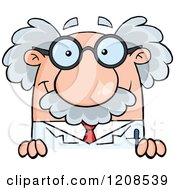 Cartoon Of A Science Professor Smiling Over A Sign Royalty Free Vector Clipart