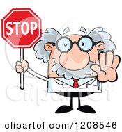 Poster, Art Print Of Science Professor Holding Out A Hand And Stop Sign
