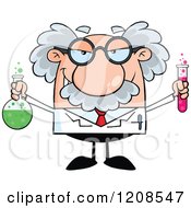 Cartoon Of A Science Professor Holding A Flask And Tube Royalty Free Vector Clipart by Hit Toon