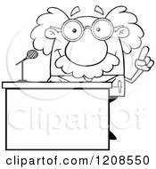 Poster, Art Print Of Outlined Science Professor Speaking Behind A Podium