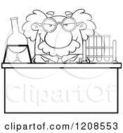 Poster, Art Print Of Outlined Science Professor Conducting An Experiment