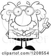 Poster, Art Print Of Outlined Science Professor With An Idea Holding Up A Finger