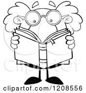 Poster, Art Print Of Outlined Science Professor Reading A Book
