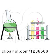 Poster, Art Print Of Chemistry Or Science Laboratory Experiment With Test Tubes And A Boiling Flask