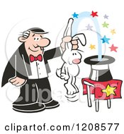 Poster, Art Print Of Caucasian Magician Pulling A Rabbit Out Of A Hat