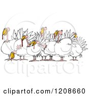 Cartoon Of A Flock Of Turkeys Royalty Free Vector Clipart