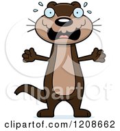 Cartoon Of A Scared Skinny Otter Royalty Free Vector Clipart