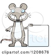 Poster, Art Print Of Happy Skinny Mouse By A Sign