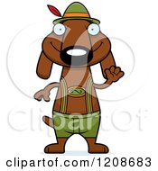 Waving Skinny German Oktoberfest Dachshund Dog Wearing Lederhosen