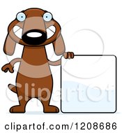 Poster, Art Print Of Happy Skinny Dachshund Dog With A Sign