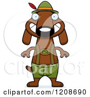 Poster, Art Print Of Grinning Skinny German Oktoberfest Dachshund Dog Wearing Lederhosen