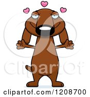 Cartoon Of A Loving Skinny Dachshund Dog Royalty Free Vector Clipart by Cory Thoman