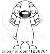 Cartoon Of A Black And White Mad Skinny Dachshund Dog Royalty Free Vector Clipart