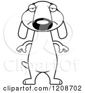 Cartoon Of A Black And White Depressed Skinny Dachshund Dog Royalty Free Vector Clipart