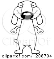 Cartoon Of A Black And White Sly Skinny Dachshund Dog Royalty Free Vector Clipart