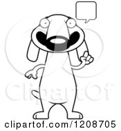 Cartoon Of A Black And White Talking Skinny Dachshund Dog Royalty Free Vector Clipart