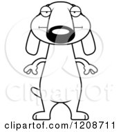 Cartoon Of A Black And White Bored Skinny Dachshund Dog Royalty Free Vector Clipart
