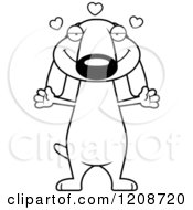 Cartoon Of A Black And White Loving Skinny Dachshund Dog Royalty Free Vector Clipart