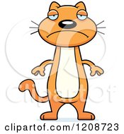 Cartoon Of A Depressed Skinny Ginger Cat Royalty Free Vector Clipart