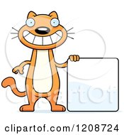 Poster, Art Print Of Skinny Ginger Cat By A Sign