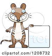 Cartoon Of A Happy Skinny Bandicoot With A Sign Royalty Free Vector Clipart