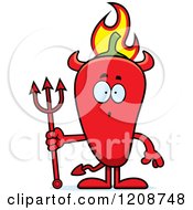 Poster, Art Print Of Surprised Flaming Red Chili Pepper Devil Mascot