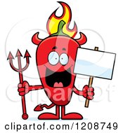 Poster, Art Print Of Flaming Red Chili Pepper Devil Mascot
