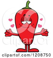 Cartoon Of A Loving Red Chili Pepper Mascot Royalty Free Vector Clipart by Cory Thoman