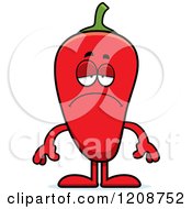 Cartoon Of A Depressed Red Chili Pepper Mascot Royalty Free Vector Clipart by Cory Thoman