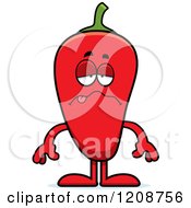 Cartoon Of A Sick Red Chili Pepper Mascot Royalty Free Vector Clipart by Cory Thoman