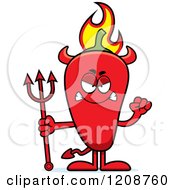 Poster, Art Print Of Mad Flaming Red Chili Pepper Devil Mascot