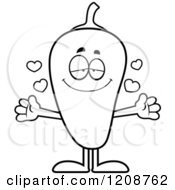 Cartoon Of A Black And White Loving Chili Pepper Mascot Royalty Free Vector Clipart