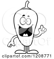 Cartoon Of A Black And White Smart Chili Pepper Mascot Royalty Free Vector Clipart