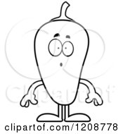 Cartoon Of A Black And White Surprised Chili Pepper Mascot Royalty Free Vector Clipart