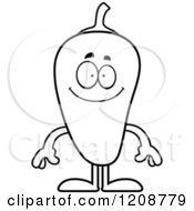Cartoon Of A Black And White Happy Chili Pepper Mascot Royalty Free Vector Clipart