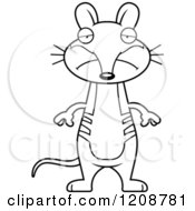 Cartoon Of A Black And White Depressed Skinny Bandicoot Royalty Free Vector Clipart by Cory Thoman