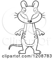 Cartoon Of A Black And White Happy Skinny Bandicoot Royalty Free Vector Clipart