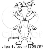 Cartoon Of A Black And White Drunk Skinny Bandicoot Royalty Free Vector Clipart
