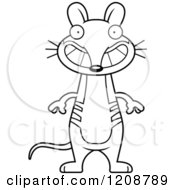 Cartoon Of A Black And White Grinning Skinny Bandicoot Royalty Free Vector Clipart by Cory Thoman