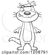 Cartoon Of A Black And White Happy Skinny Otter Royalty Free Vector Clipart by Cory Thoman