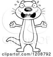 Cartoon Of A Black And White Scared Skinny Otter Royalty Free Vector Clipart by Cory Thoman