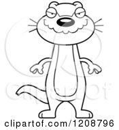 Cartoon Of A Black And White Sly Skinny Otter Royalty Free Vector Clipart