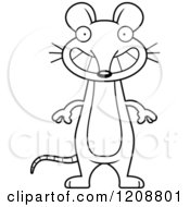 Cartoon Of A Black And White Happy Grinning Skinny Mouse Royalty Free Vector Clipart