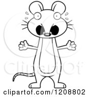 Cartoon Of A Black And White Scared Skinny Mouse Royalty Free Vector Clipart