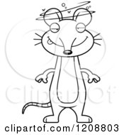 Cartoon Of A Black And White Drunk Skinny Mouse Royalty Free Vector Clipart